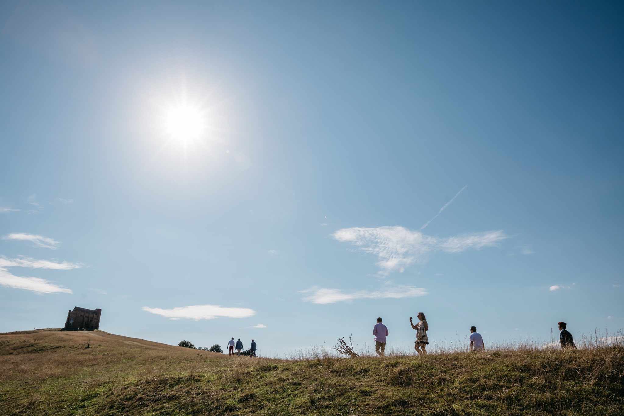 Ascent to wedding at St Catherine's Chapel in Abbotsbury