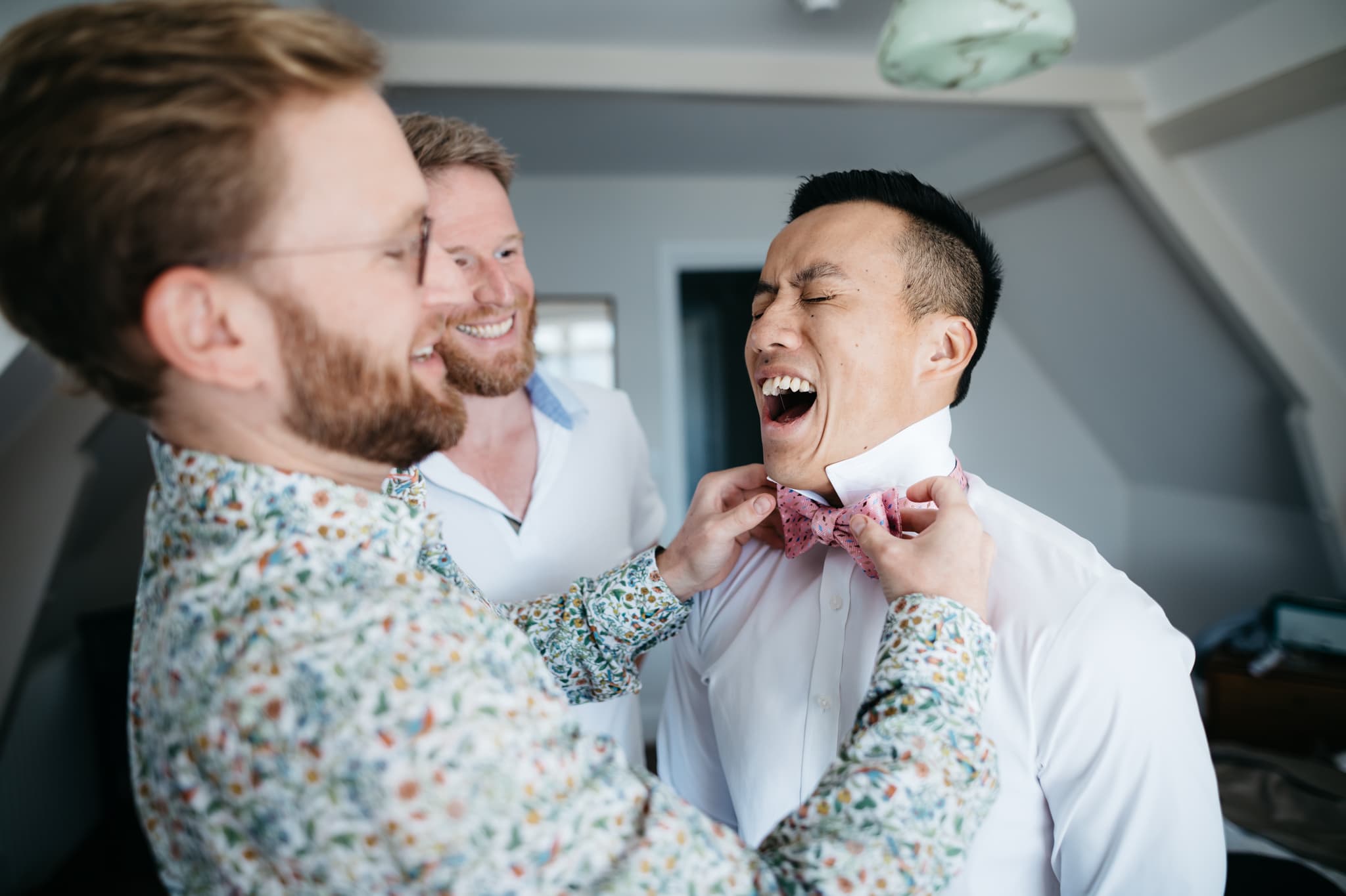 Gay couple getting ready for their wedding