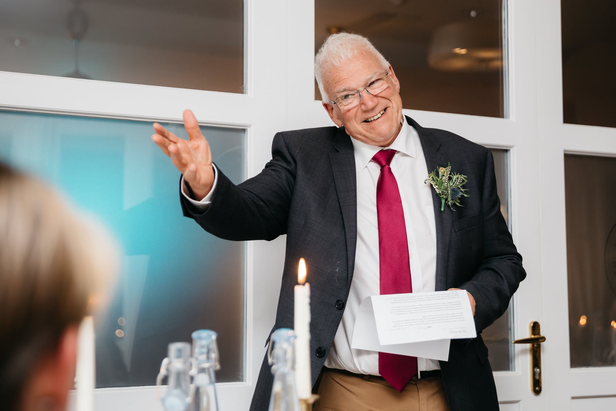 Father of groom giving speech