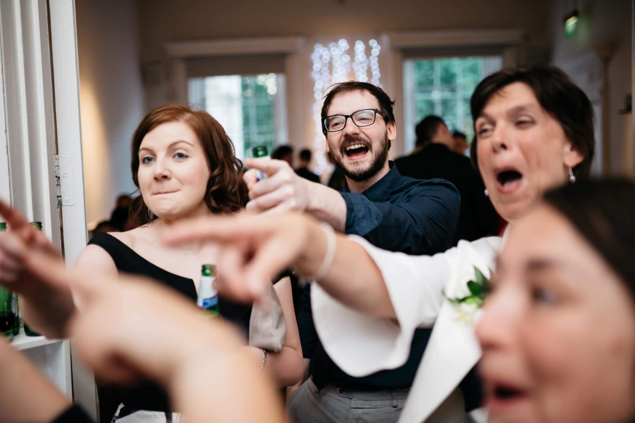 Wedding guests playing games