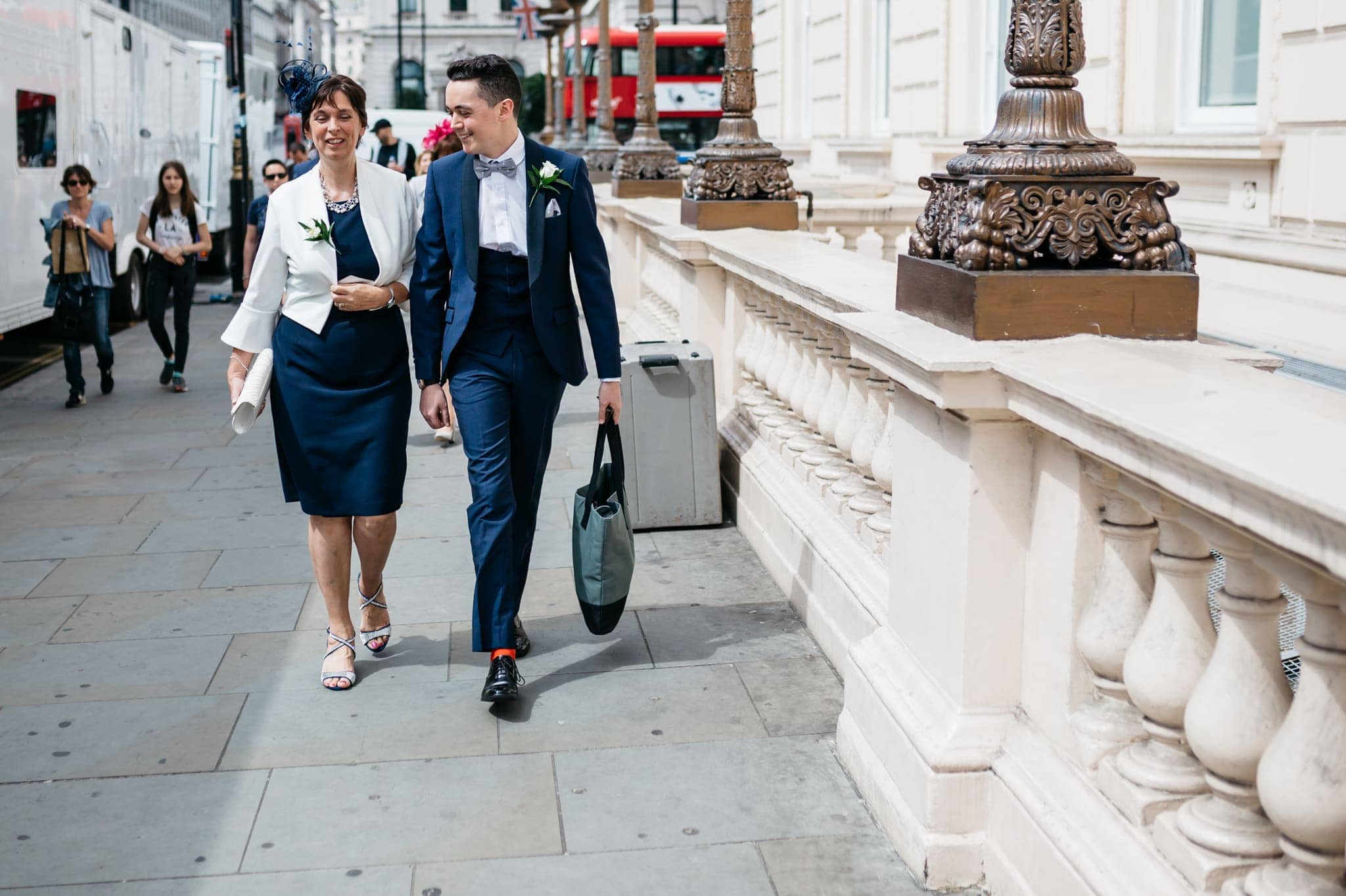 Groom with mother in London